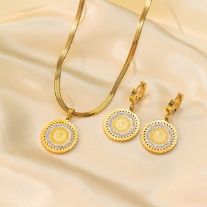 Gorgeous Gold - toned Circular - pendant Necklace and Earring Set - Customize only