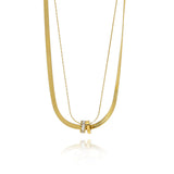 Elegant Layered Gold - Chain Necklaces with Diamond - like Centerpiece - Customize only