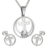 GOLD/STEEL with ZIRCONIA + TWO CIRCULARS WITH INTERNAL CUT CROSSES AND DIAMONDS SET