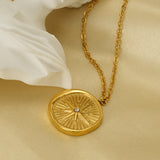 Stylish Gold - Plated Sunburst - design Pendant Necklace - Customize only