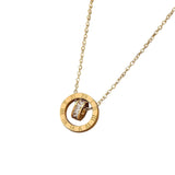 Elegant Gold - Plated Interlocking Ring Pendant Necklace - Customize only