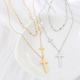 Trendy Layered Gold - toned Cross - pendant Necklaces - Customize only