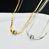 Elegant Layered Gold - Chain Necklaces with Diamond - like Centerpiece - Customize only