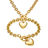 Sweet Gold - toned Heart - pendant Jewelry Set (Necklace and Bracelet) - Customize only