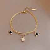 Charming Gold - toned Jewelry Set with Star and Black Gemstone Accents (Bracelet and Necklace) - Customize only