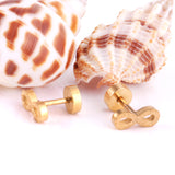 12 pairs Steel/Gold Frosted Screw In Stud Earrings without Diamonds