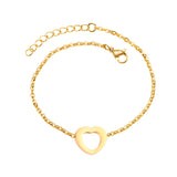 Steel color gold hollow heart accessory bracelet without diamonds 12mm 18+3cm