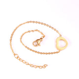 Steel color gold hollow heart accessory bracelet without diamonds 12mm 18+3cm