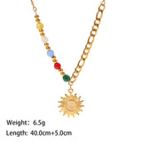 Vibrant Beaded Gold - toned Sun - shaped Pendant Necklace - Customize only