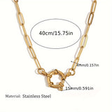 Chic Stainless - Steel Gold - Plated Link Necklace with Heart - shaped Clasp - Customize only