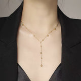 Dainty Gold - toned Beaded Chain Necklace - Customize only