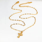 Classic Gold - toned Cross - pendant Chain Necklace - Customize only