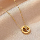 Elegant Gold - Plated Interlocking Ring Pendant Necklace - Customize only