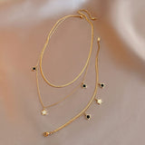 Charming Gold - toned Jewelry Set with Star and Black Gemstone Accents (Bracelet and Necklace) - Customize only