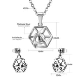 Gold/Steel Hexagonal Wispy Hexagonal Interior + Diamond Jewelry Set