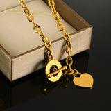 Chic Gold - toned Heart - shaped and Bolt Pendant Chain - Customize only