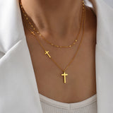 Trendy Layered Gold - toned Cross - pendant Necklaces - Customize only