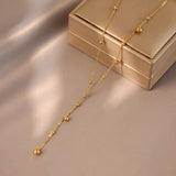 Dainty Gold - toned Beaded Chain Necklace - Customize only