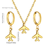 Airplane Pendant Jewelry Set Steel/Gold