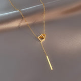 Stylish Gold - toned Knot - and - Bar Pendant Necklace - Customize only