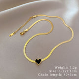 Simple Gold - toned Rope - chain Necklace with Black Heart Pendant - Customize only