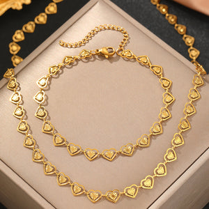 Charming Gold - toned Heart - shaped Link Necklace - Customize only