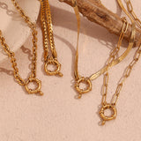 Chic Stainless - Steel Gold - Plated Link Necklace with Heart - shaped Clasp - Customize only