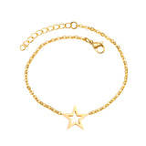 Steel gold pentagram pendant accessories bracelet without diamonds 12mm 18+3cm