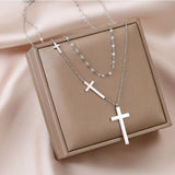 Trendy Layered Gold - toned Cross - pendant Necklaces - Customize only