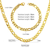 ASON Women/Men 6MM/8MM/10MM Width Necklace Set Stainless Steel Necklace with Bracelet Cuban Chain for Diy Jewelry Making