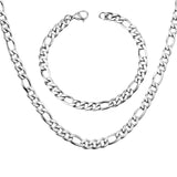 ASON Women/Men 6MM/8MM/10MM Width Necklace Set Stainless Steel Necklace with Bracelet Cuban Chain for Diy Jewelry Making