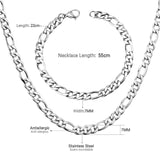 ASON Women/Men 6MM/8MM/10MM Width Necklace Set Stainless Steel Necklace with Bracelet Cuban Chain for Diy Jewelry Making