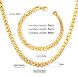 ASON Women/Men 7MM Width Necklace Set Stainless Steel Necklace with Bracelet Cuban Chain for Diy Jewelry Making