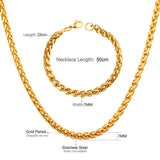 ASON Ensemble de colliers pour femmes/hommes de 7 mm de largeur, collier en acier inoxydable avec bracelet, chaîne cubaine pour la fabrication de bijoux à faire soi-même