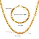 ASON Ensemble de colliers pour femmes/hommes de 7 mm de largeur, collier en acier inoxydable avec bracelet, chaîne cubaine pour la fabrication de bijoux à faire soi-même