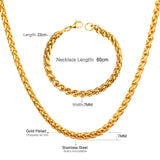 ASON Ensemble de colliers pour femmes/hommes de 7 mm de largeur, collier en acier inoxydable avec bracelet, chaîne cubaine pour la fabrication de bijoux à faire soi-même