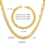 ASON Women/Men 6MM/8MM/10MM Width Necklace Set Stainless Steel Necklace with Bracelet Cuban Chain for Diy Jewelry Makings