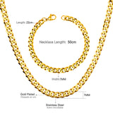 ASON Women/Men 6MM/8MM/10MM Width Necklace Set Stainless Steel Necklace with Bracelet Cuban Chain for Diy Jewelry Makings