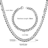 ASON Women/Men 6MM/8MM/10MM Width Necklace Set Stainless Steel Necklace with Bracelet Cuban Chain for Diy Jewelry Makings