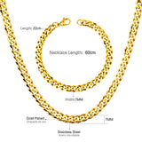 ASON Women/Men 6MM/8MM/10MM Width Necklace Set Stainless Steel Necklace with Bracelet Cuban Chain for Diy Jewelry Makings