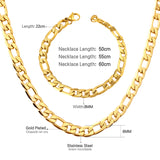 ASON Women/Men 8MM Width Necklace Set Stainless Steel Necklace with Bracelet Cuban Chain for Diy Jewelry Making