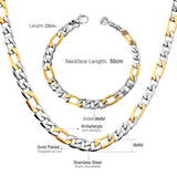 ASON Ensemble de colliers pour femmes/hommes de 8 mm de largeur, collier en acier inoxydable avec bracelet, chaîne cubaine pour la fabrication de bijoux à faire soi-même