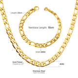 ASON Women/Men 8MM Width Necklace Set Stainless Steel Necklace with Bracelet Cuban Chain for Diy Jewelry Making