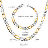 ASON Ensemble de colliers pour femmes/hommes de 8 mm de largeur, collier en acier inoxydable avec bracelet, chaîne cubaine pour la fabrication de bijoux à faire soi-même