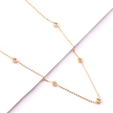 Round Pendant Necklace with Mixed Color Diamonds and White Diamonds 6mm 57+5cm