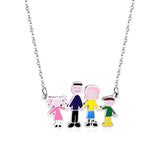 Family of 4 Oil Drop Pendant Necklace