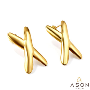 Pendientes en forma de X en oro de 18k