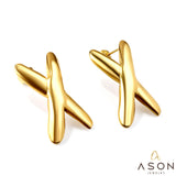 X-shaped earrings in 18k gold