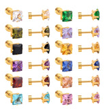 3mm~7mm Steel/Gold/Mixed color square white diamond screw plugs