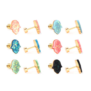 12 pairs steel/gold floral ombre screwback stud earrings